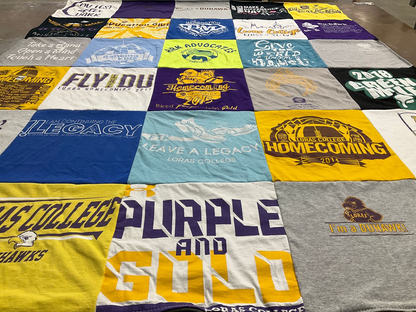 T-shirt quilt featuring loras college duhawks by Abbigail from IA