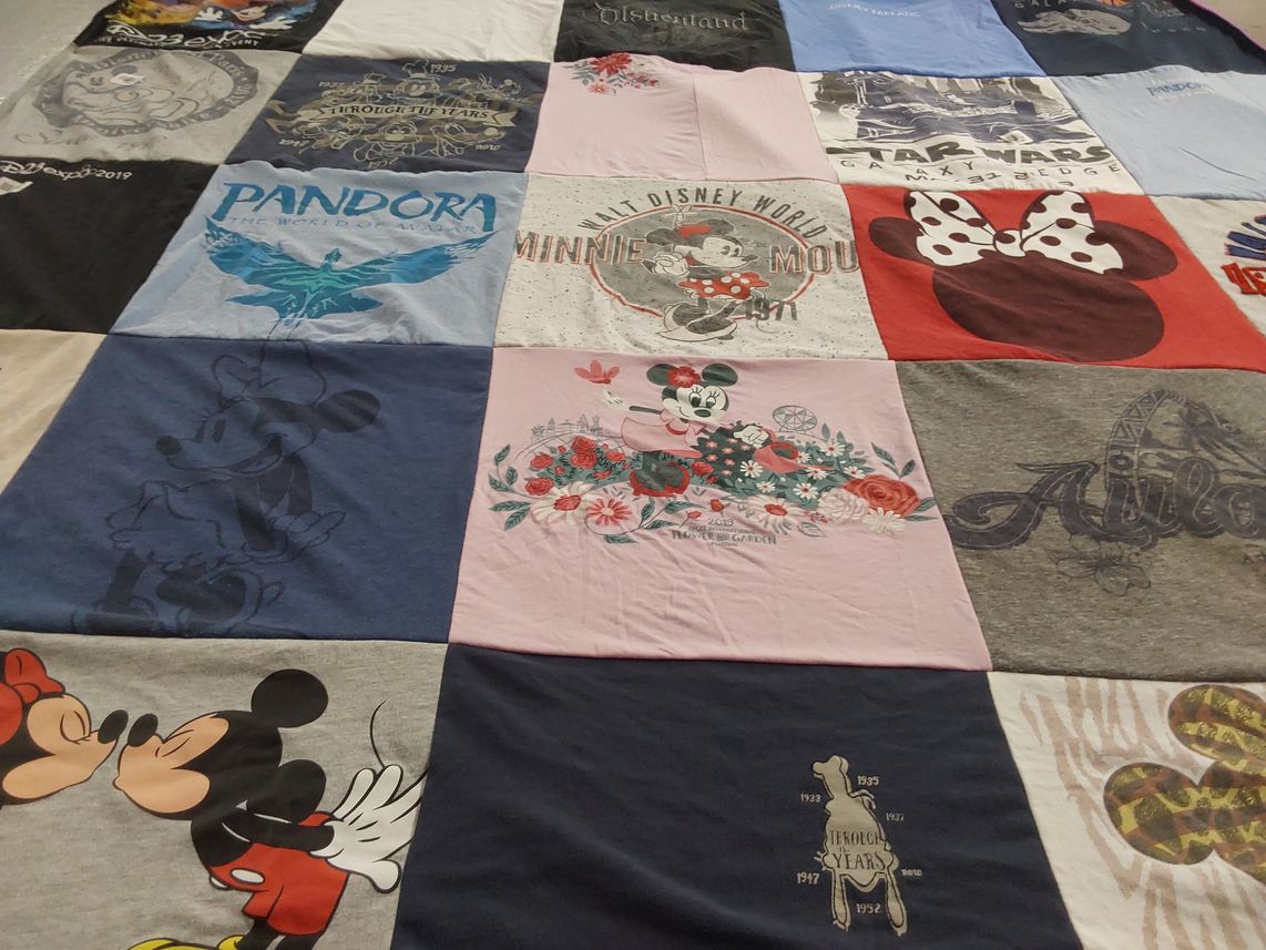 T-shirt quilt with disney, theme parks themes by Denise from CA