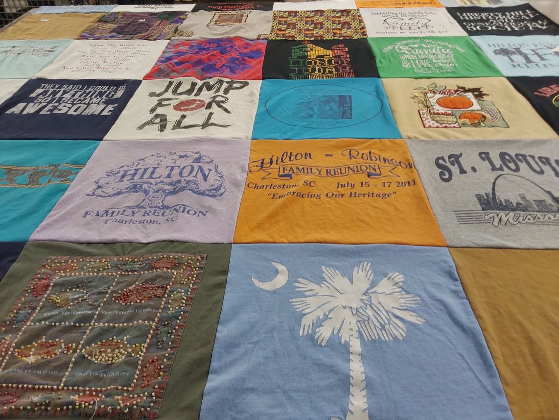 T-shirt quilt with family reunions, heritage themes by Talitha-Koumi from SC