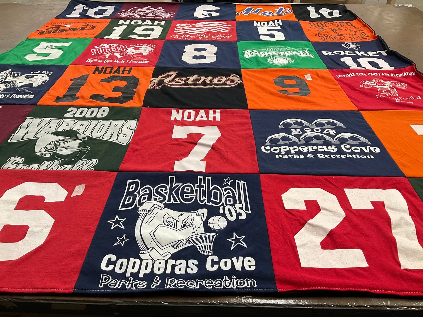 T-shirt quilt featuring warriors by Jessica from TX