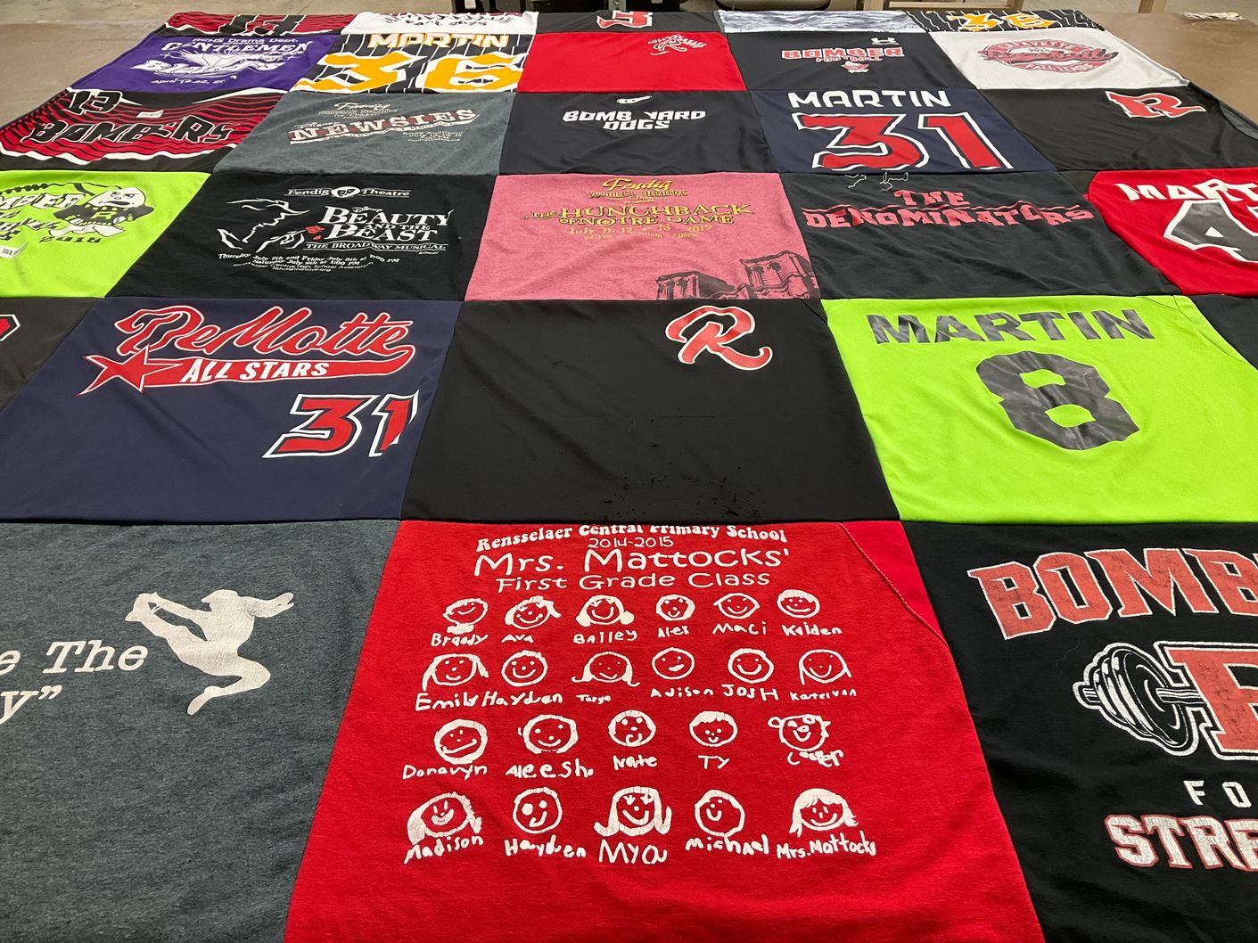 T-shirt quilt featuring remotte all stars, bombers by Christina from IN