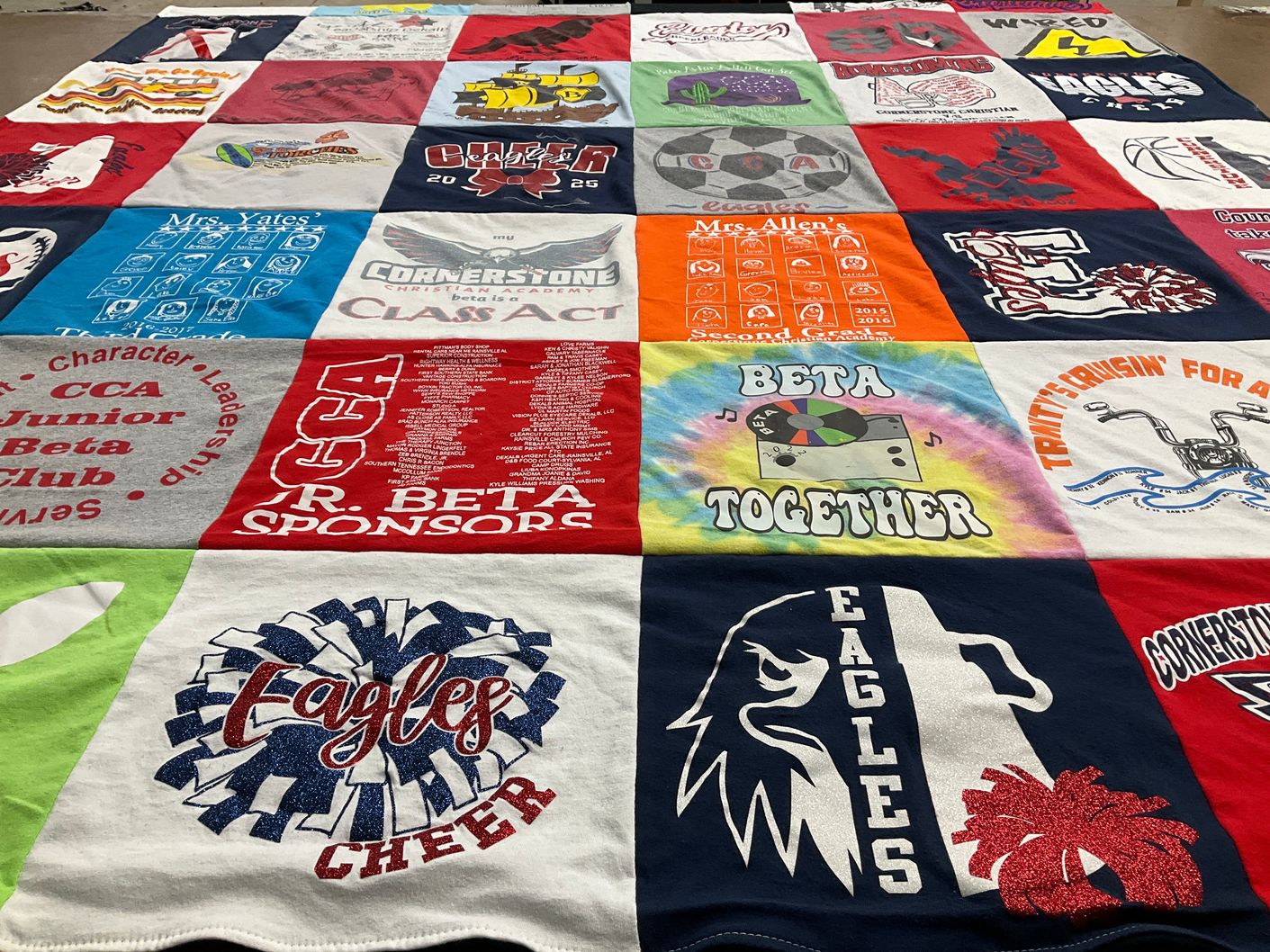 T-shirt quilt featuring eagles, cornerstone christian academy eagles by Saranda from AL