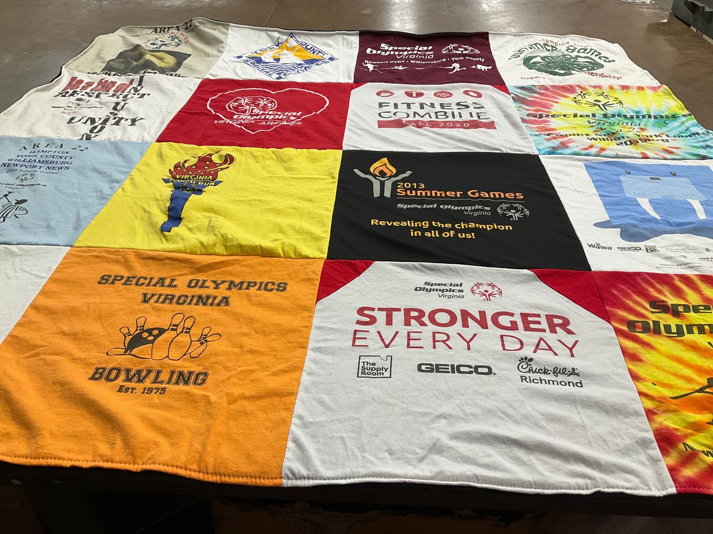 T-shirt quilt with sports, bowling themes by Lanell from VA