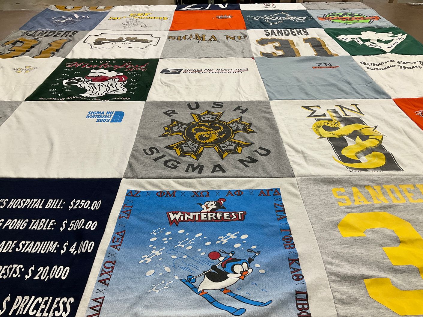 T-shirt quilt from butler university, purdue university by Terri from IN
