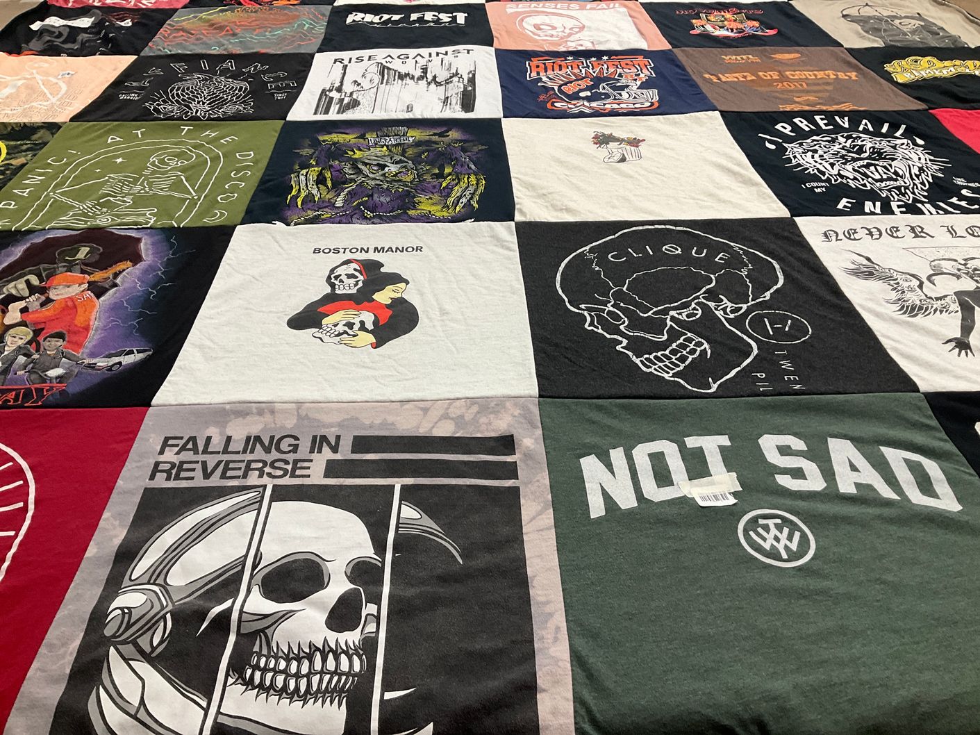 T-shirt quilt with music, bands themes by Makaila from MI