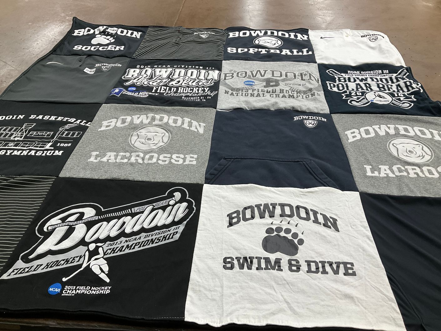 T-shirt quilt featuring bowdoin college polar bears by Michelle K from ME