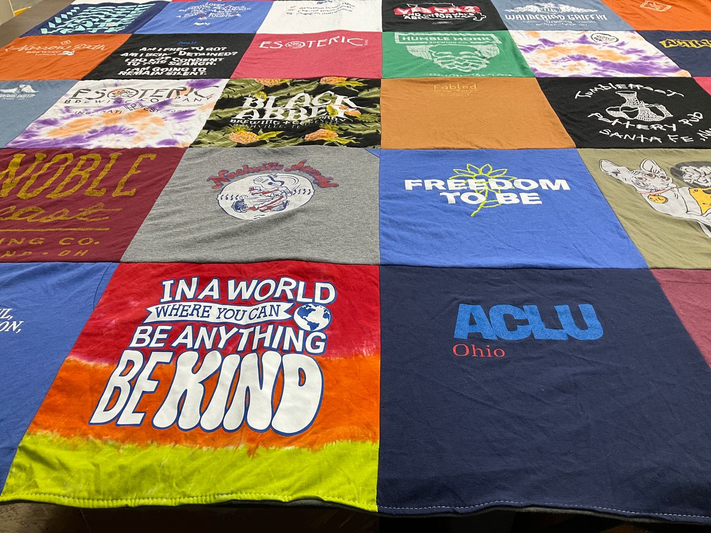 T-shirt quilt with social justice, activism themes by Tom from OH