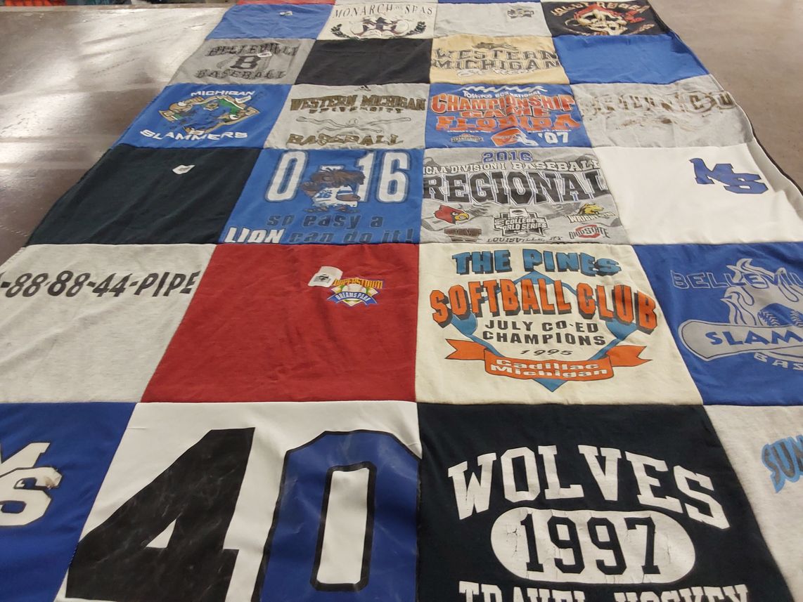 T-shirt quilt featuring wolves by Debra from MI