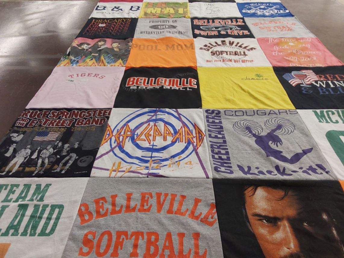 T-shirt quilt featuring belleville cougars by Debra from MI