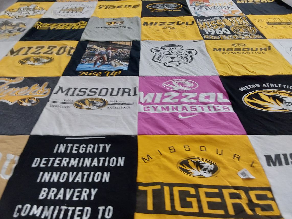 T-shirt quilt featuring missouri tigers by Jocelyn from NJ
