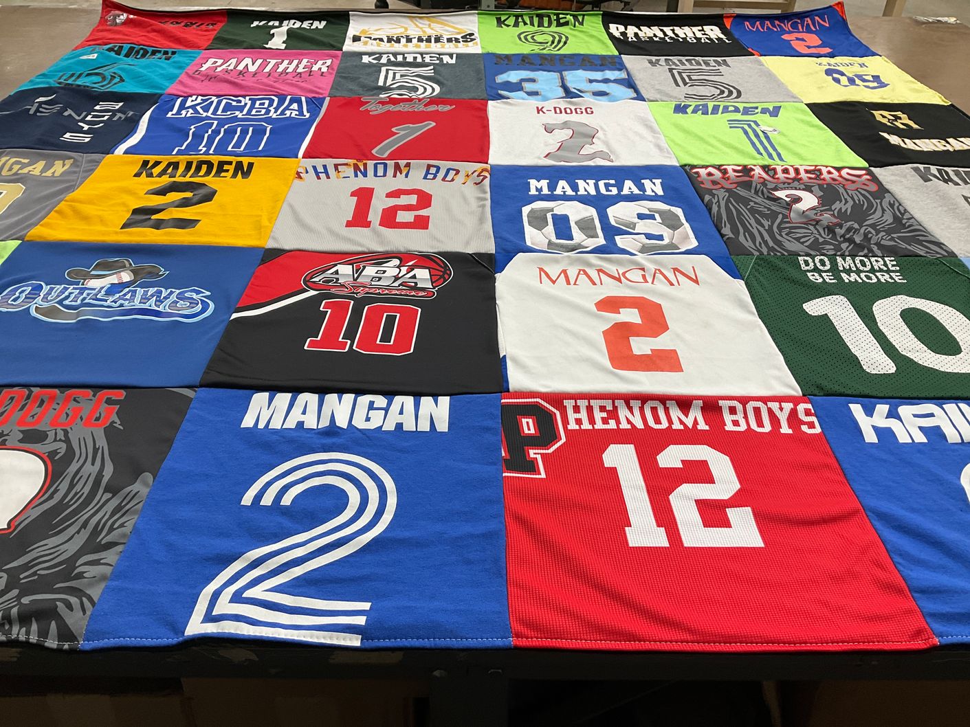 T-shirt quilt with basketball, sports themes by Heather from MO