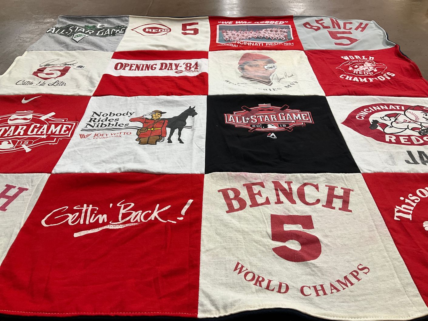 T-shirt quilt featuring cincinnati reds by Bonnie from OH
