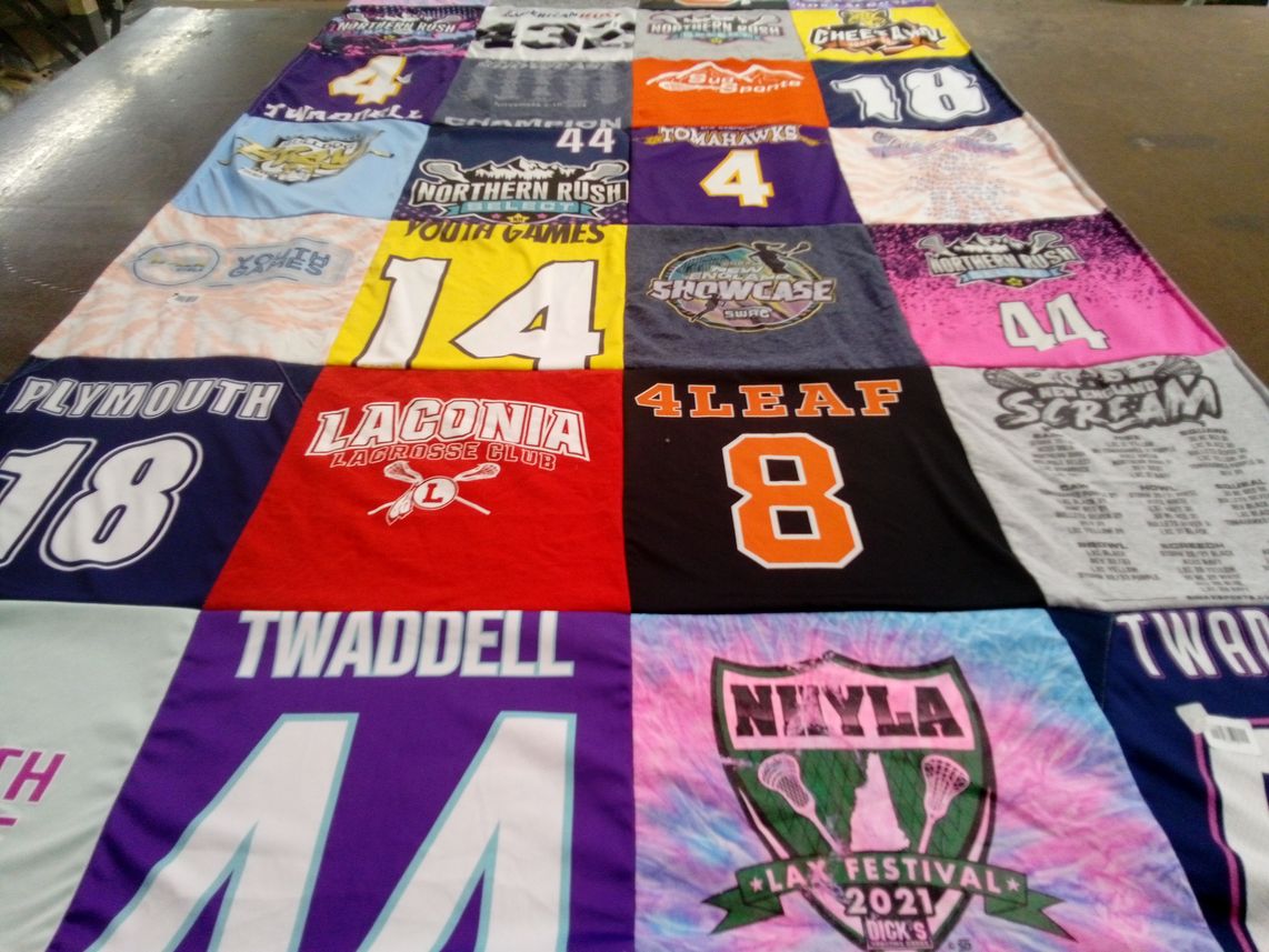 T-shirt quilt featuring laconia lacrosse team by Laura from NH