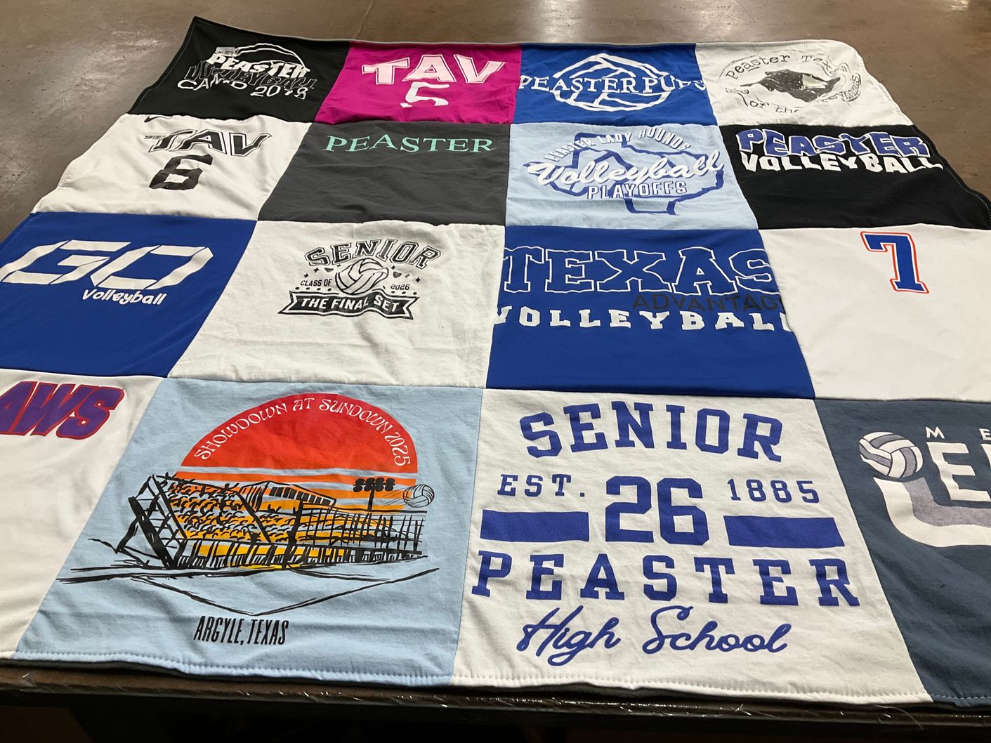 T-shirt quilt featuring texas volleyball, peaster volleyball by Paige from TX