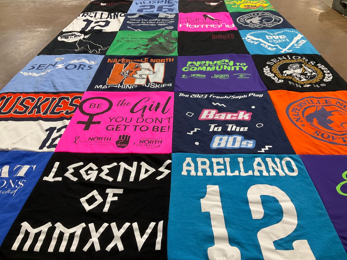 T-shirt quilt featuring naperville north huskies by Jeannette from IL