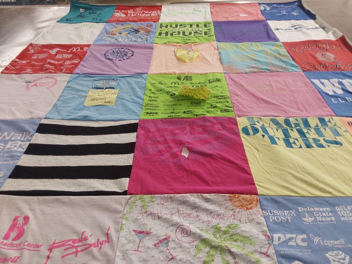 T-shirt quilt featuring new england patriots, delaware eagles by Sharyn from DE