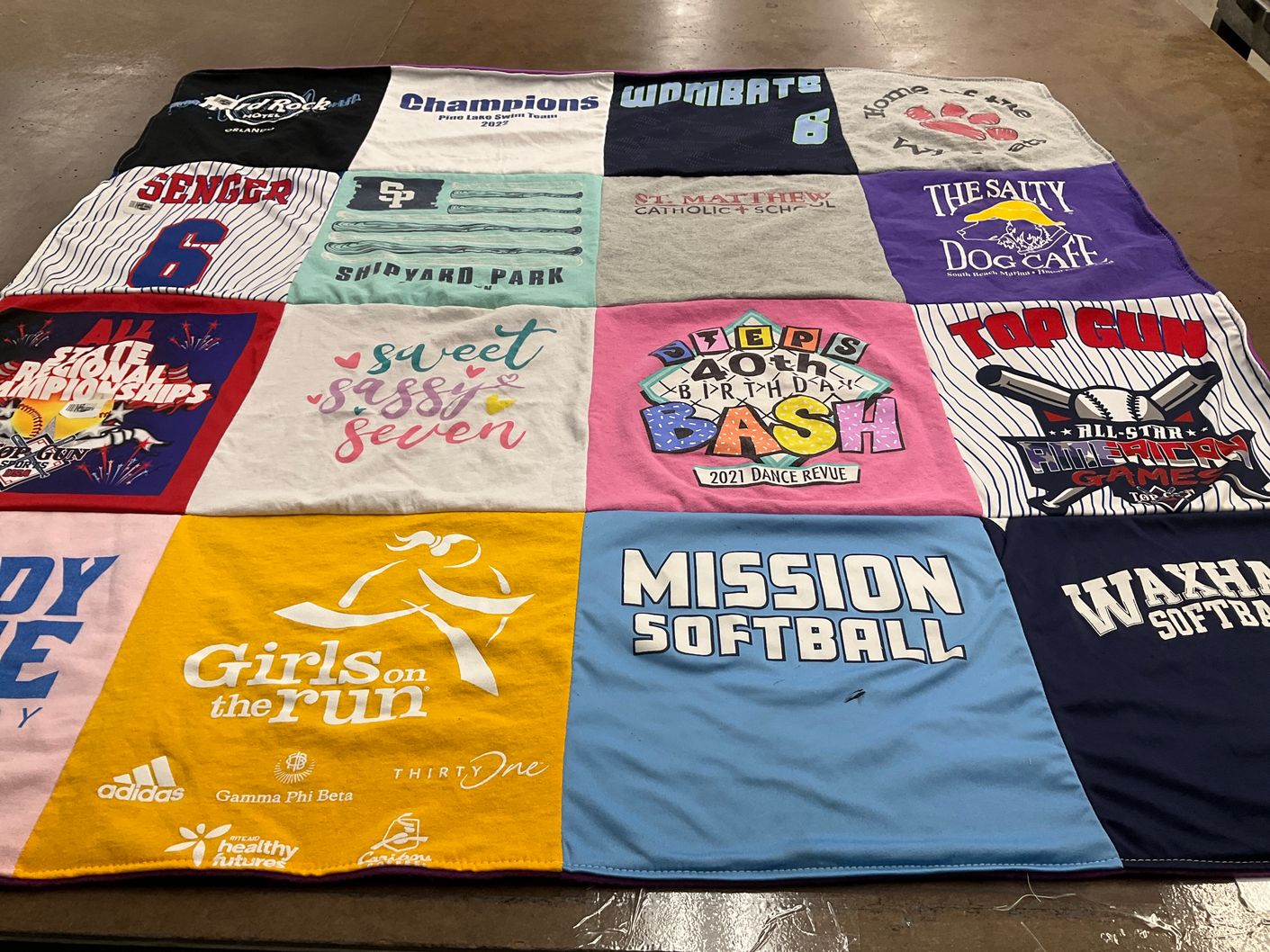 T-shirt quilt featuring wombat, mission softball by Jessica from SC