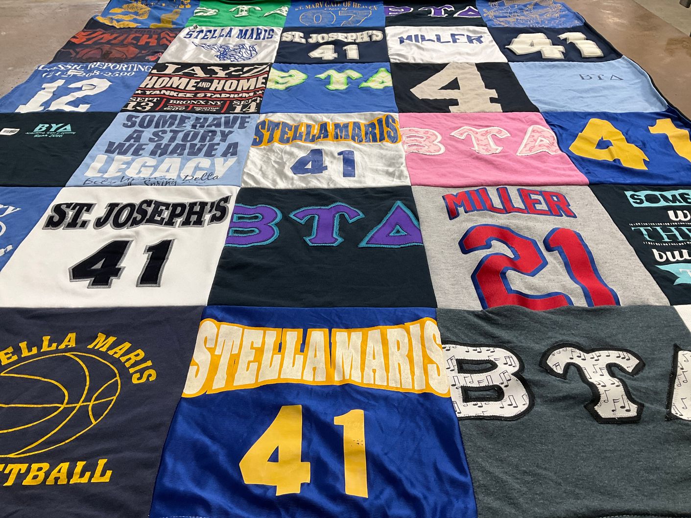 T-shirt quilt from stella maris college, st joseph's college by Jennifer from NY
