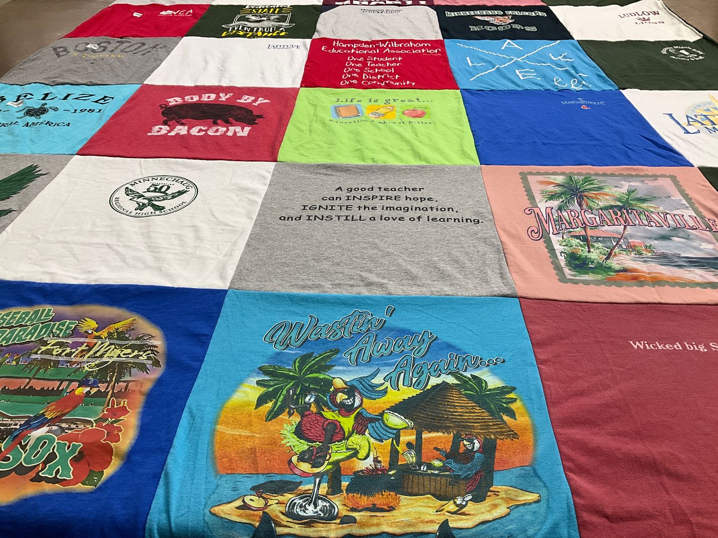 T-shirt quilt from minnechaug regional high school by Beth from FL