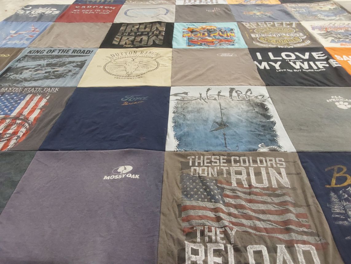 T-shirt quilt with hunting, fishing themes by Kimberly from SC