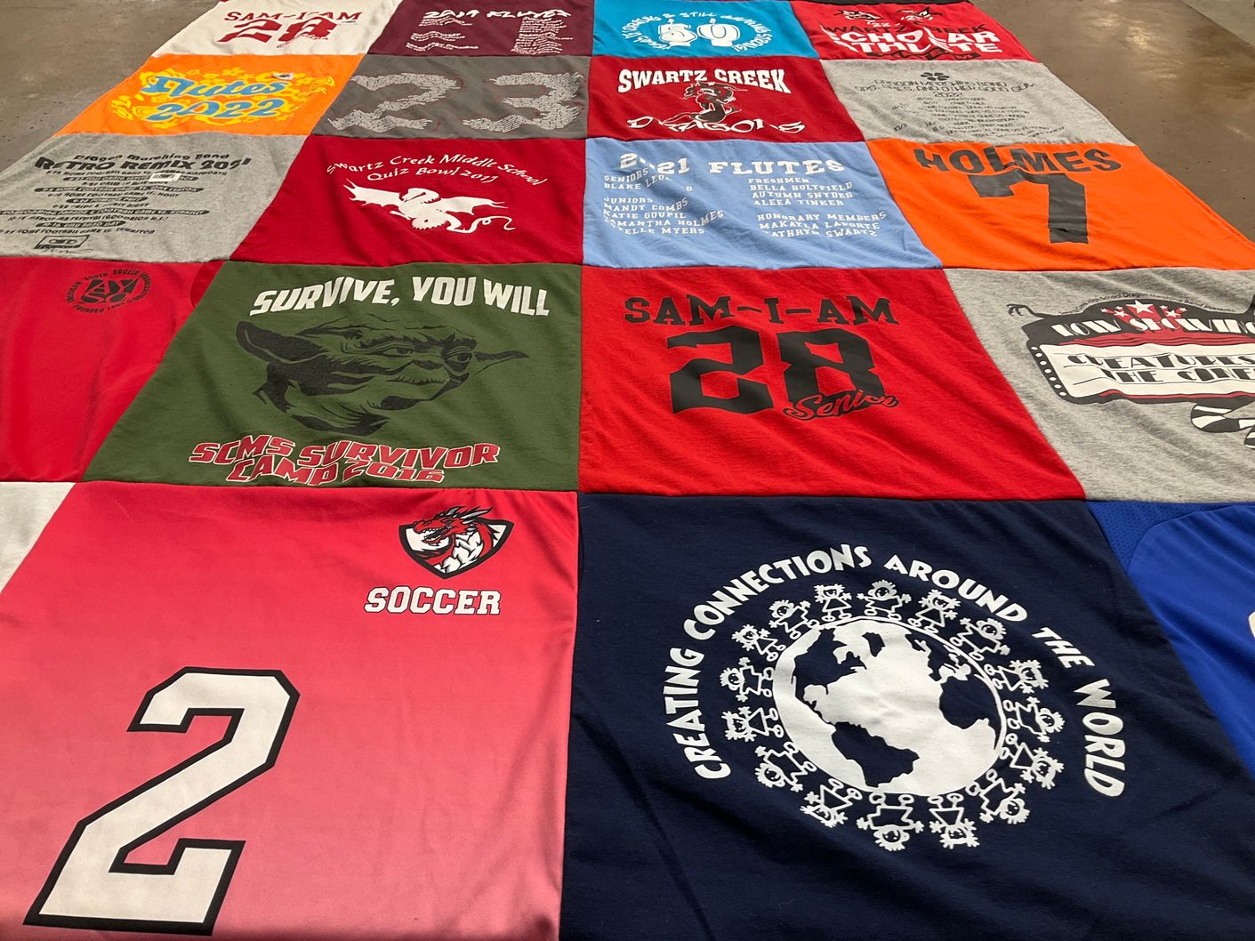 T-shirt quilt from swartz creek middle school by April from MI