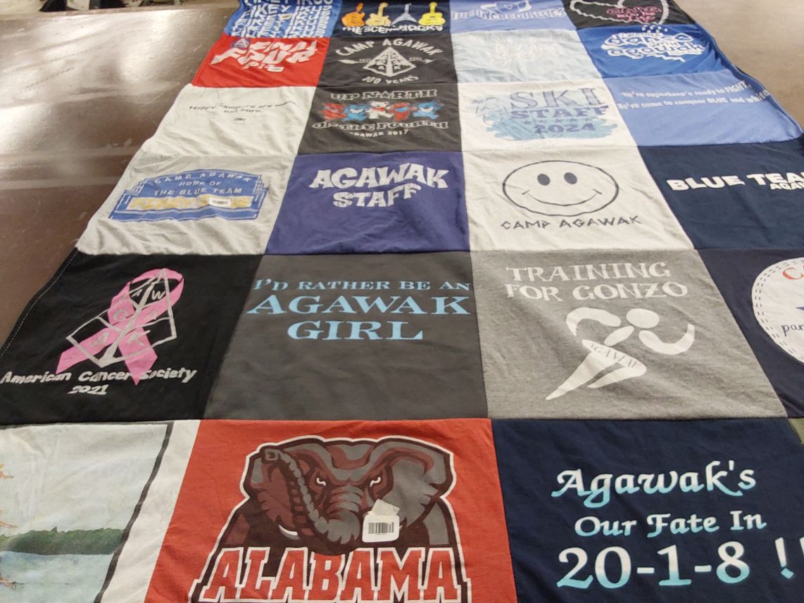 T-shirt quilt with camping themes by Maddy from IL