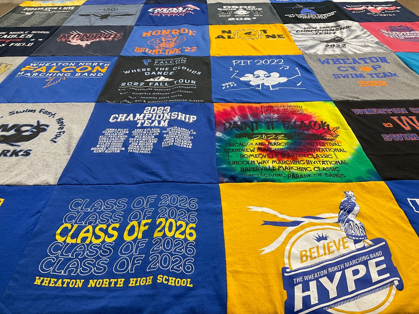 T-shirt quilt from wheaton north high school by Charla from IL
