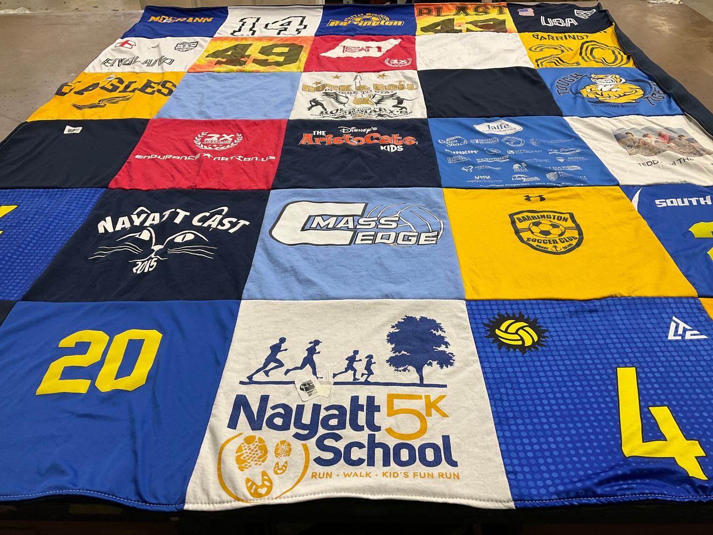 T-shirt quilt from nayatt school by Maura from RI