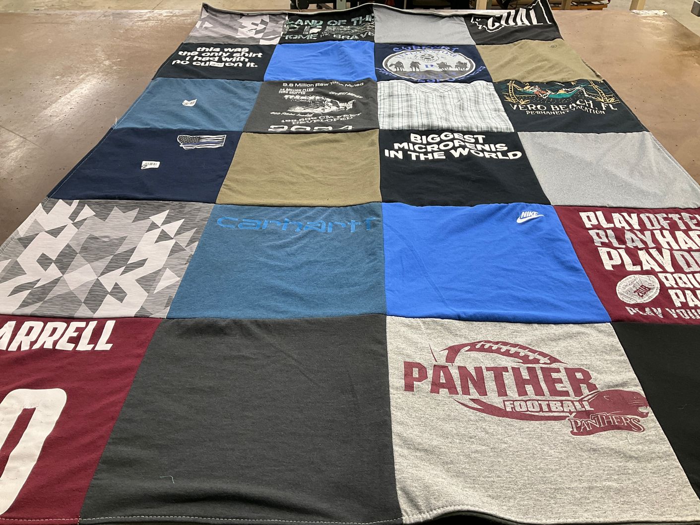 T-shirt quilt featuring panther football by Frances from MT