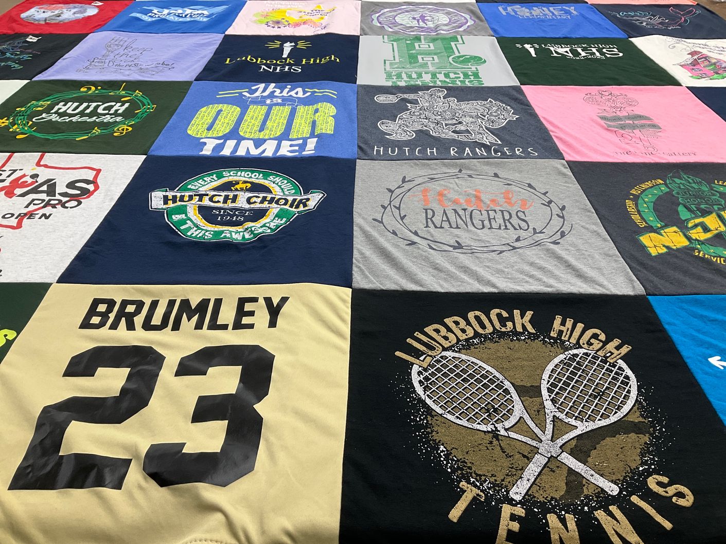 T-shirt quilt featuring lubbock high tennis, hutch rangers by Elizabeth from TX