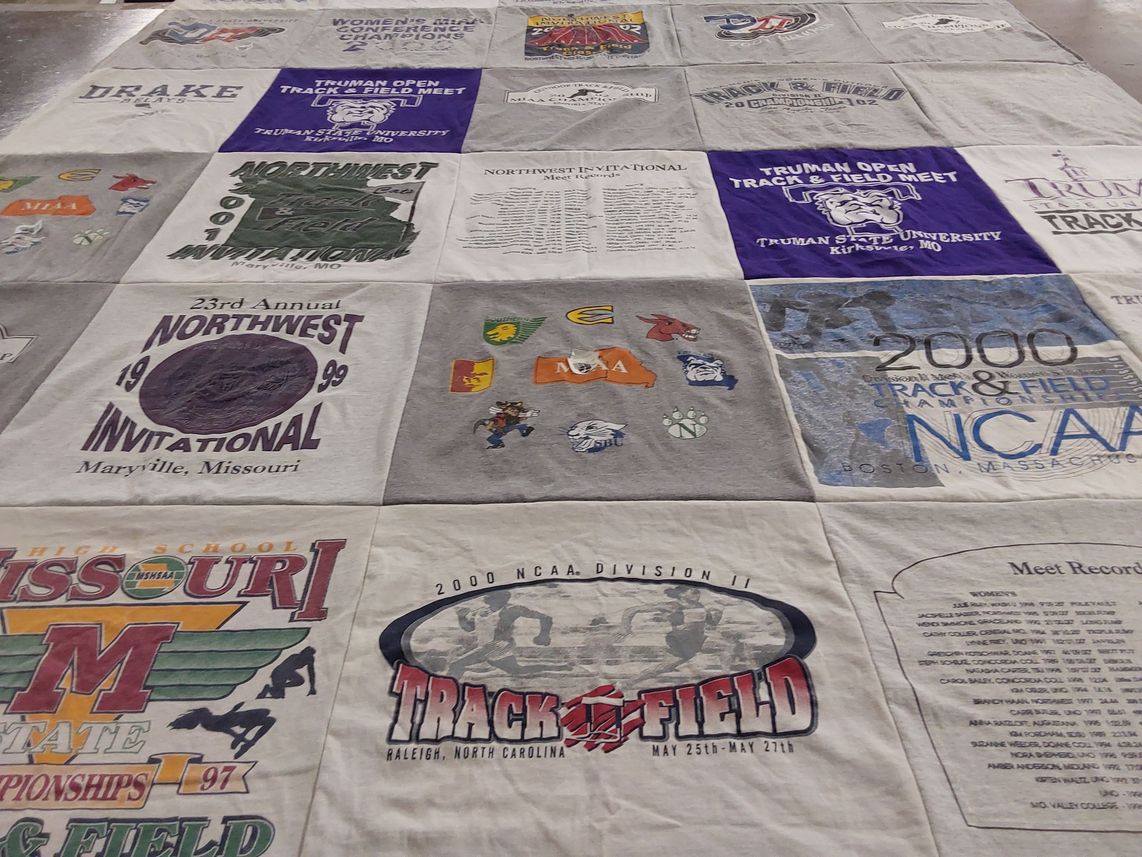 T-shirt quilt from truman state university, northwest missouri state university by Grant from MO