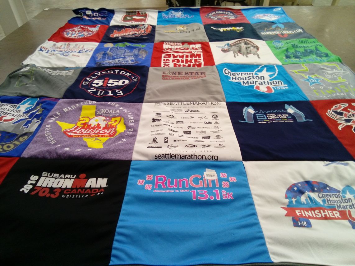 T-shirt quilt with running, marathons themes by Amber from TX