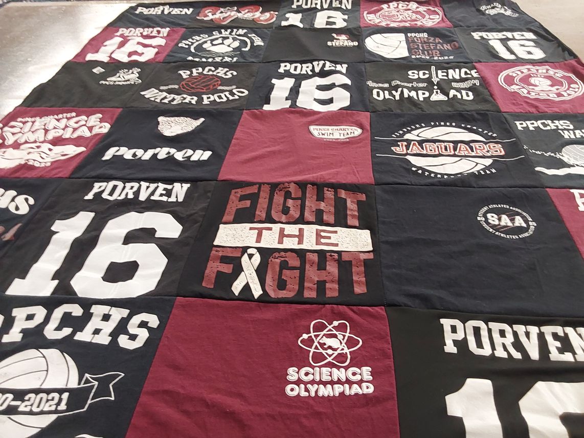 T-shirt quilt featuring jaguars by Olga from FL