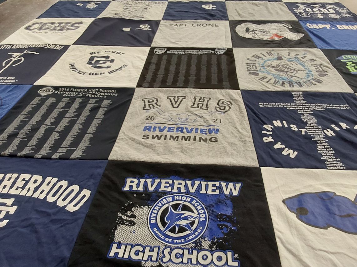 T-shirt quilt featuring riverview swimming by Jennifer from TX