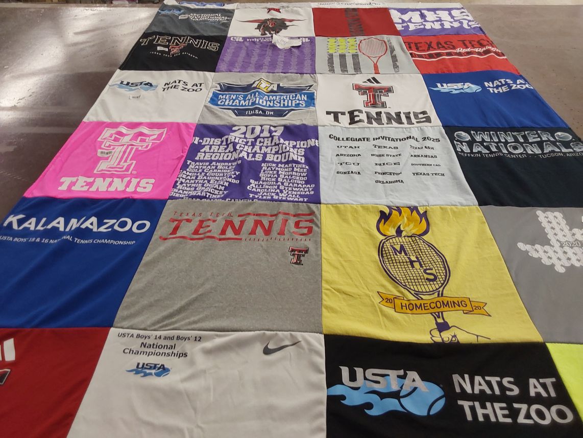 T-shirt quilt from texas tech university, mhs high school by Carmen from TX