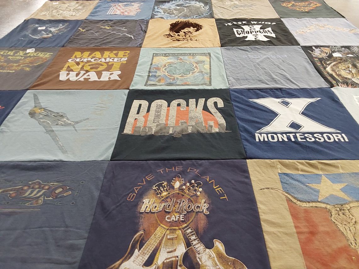 T-shirt quilt from x montessori school by Gayle from WI