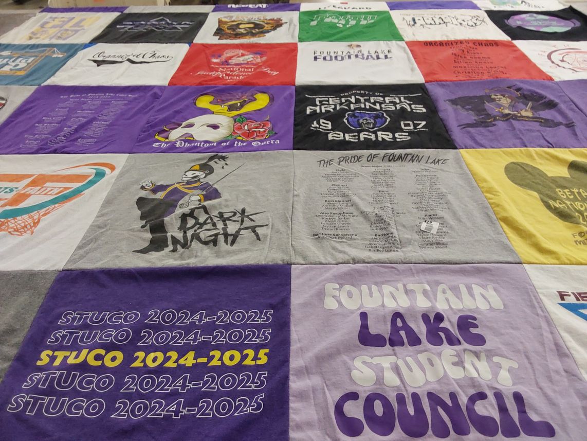 T-shirt quilt from fountain lake high school, central arkansas university by Kristy from AR