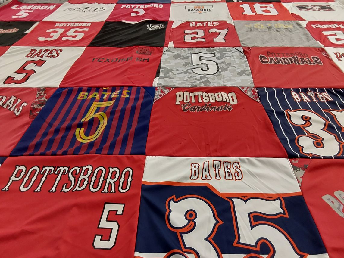 T-shirt quilt featuring pottsboro cardinals by Mandy from TX
