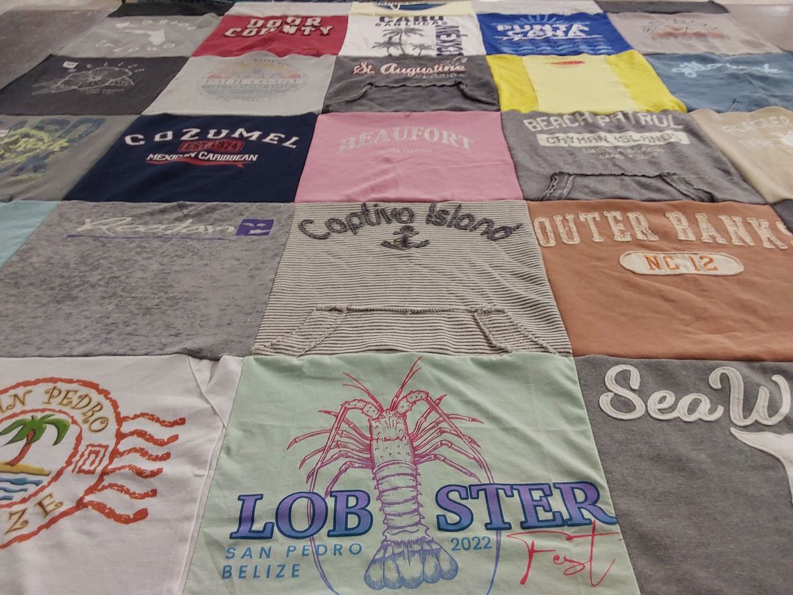 T-shirt quilt with travel, beaches themes by ALLISON from FL