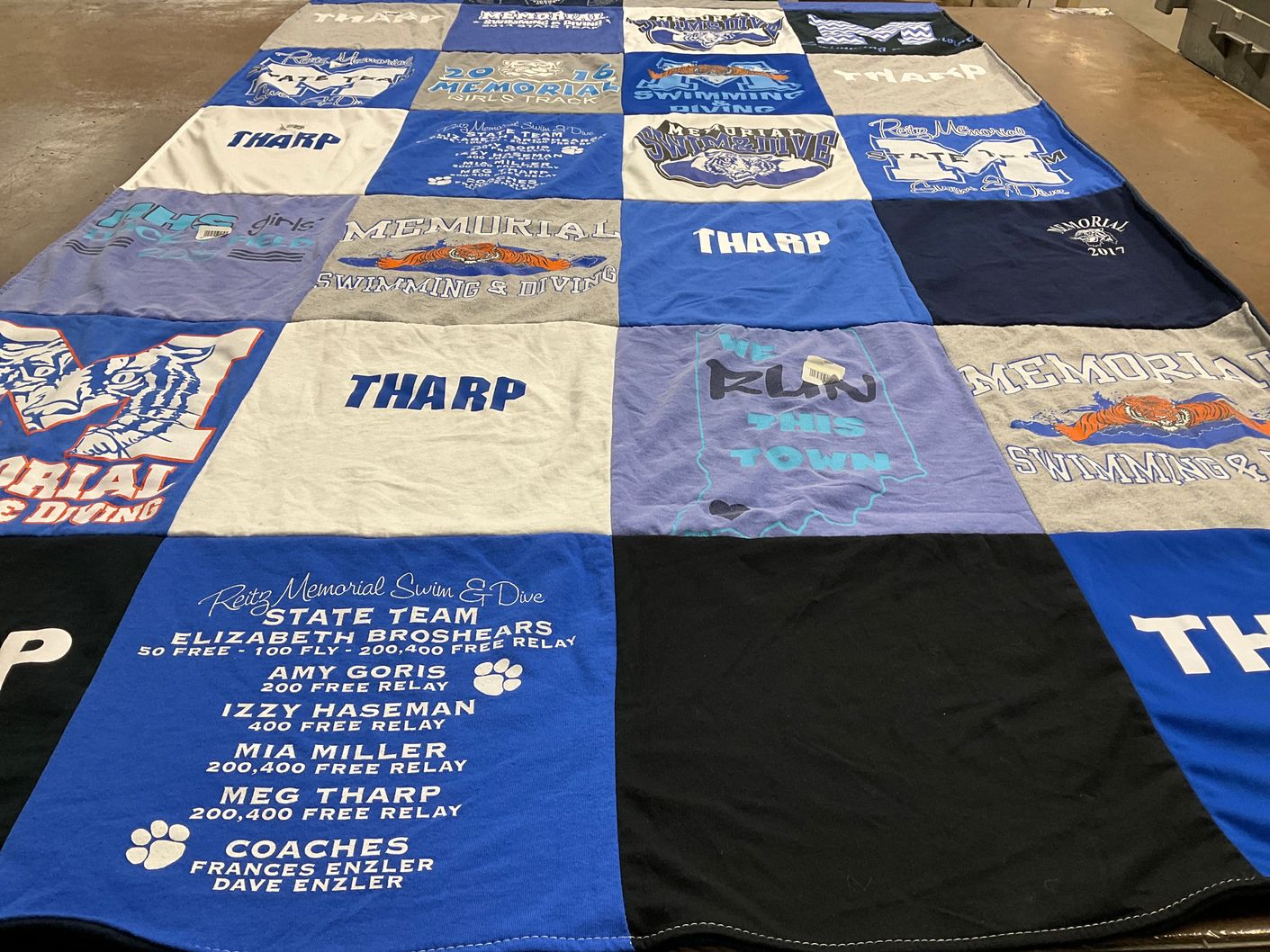 T-shirt quilt featuring ritz memorial swimming & diving by Meg from IN