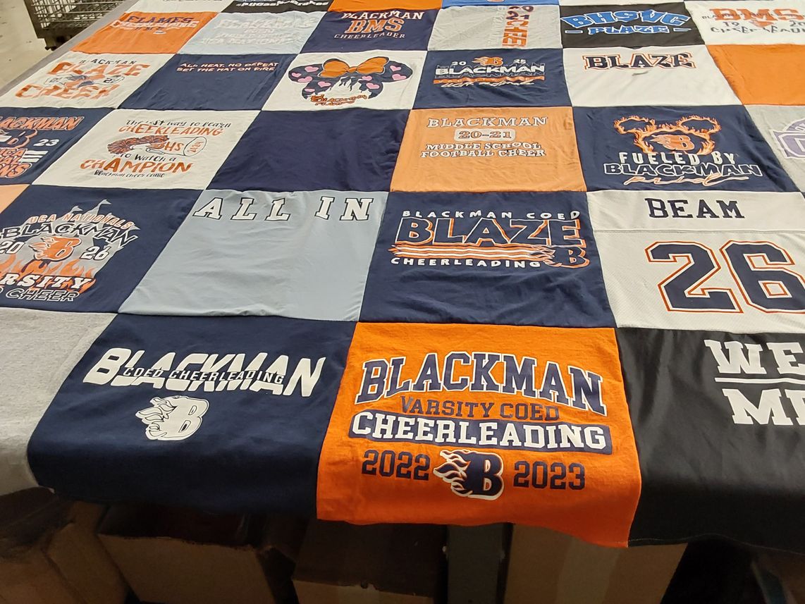 T-shirt quilt featuring blackman varsity cheerleading by Kelli from TN