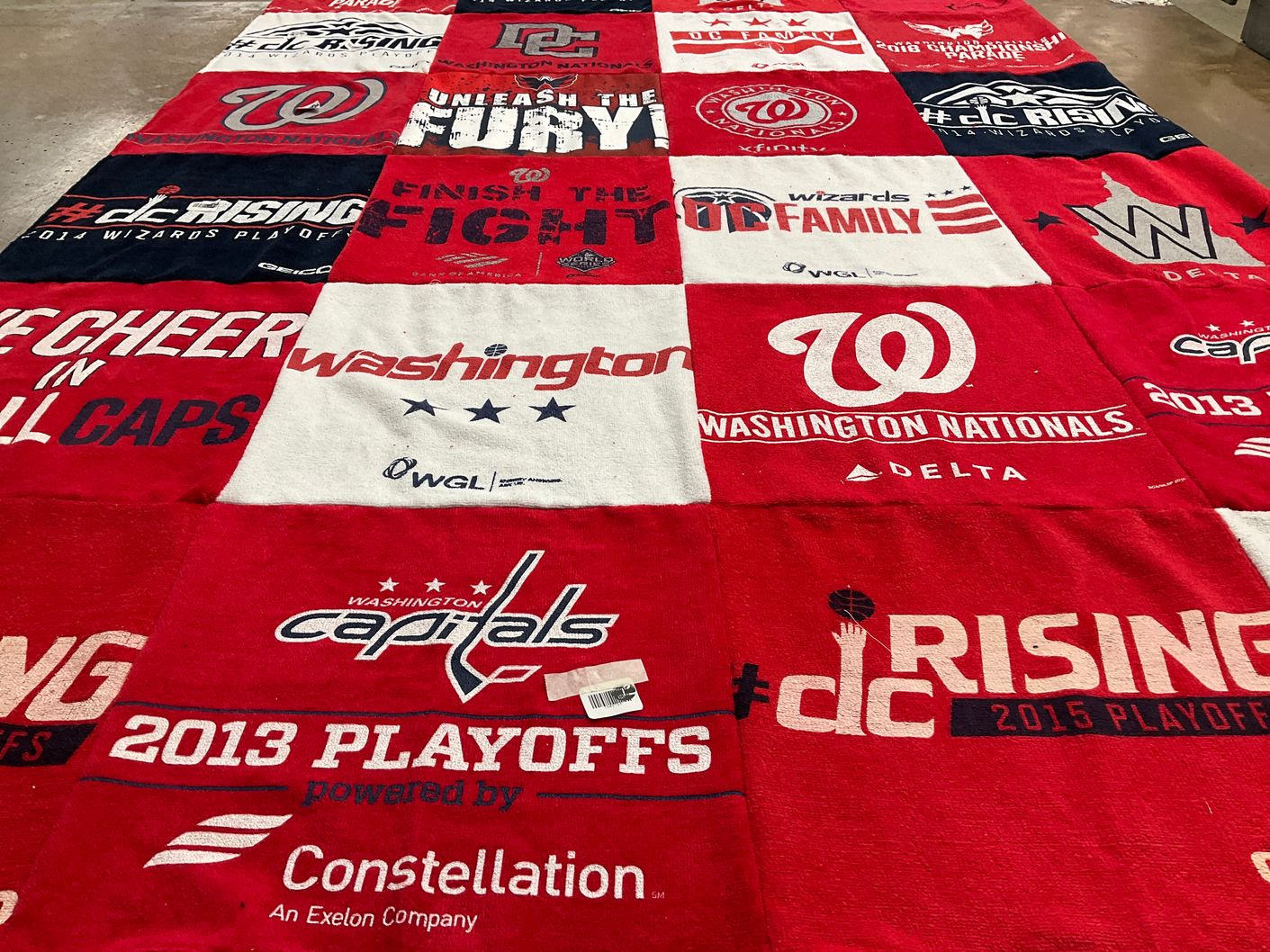 T-shirt quilt featuring washington nationals, washington capitals by Bonnie from MD