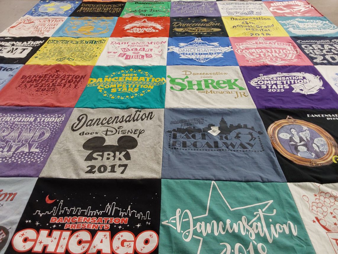 T-shirt quilt with dance, musicals themes by Alyssa from KY