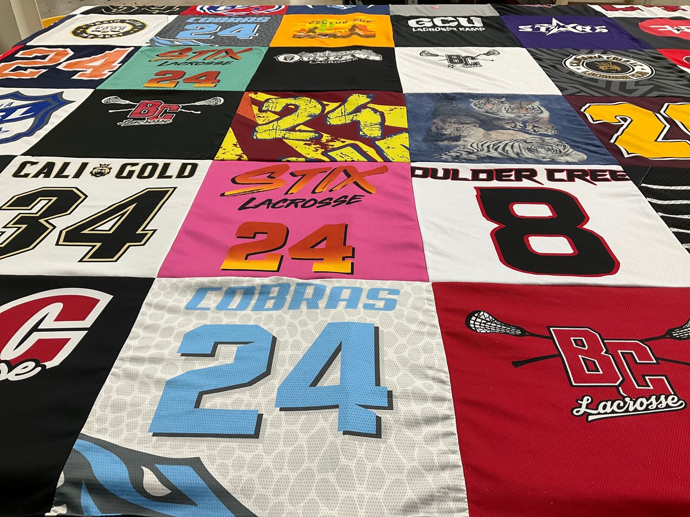 T-shirt quilt featuring boulder creek lacrosse, cobras lacrosse by Corey from AZ