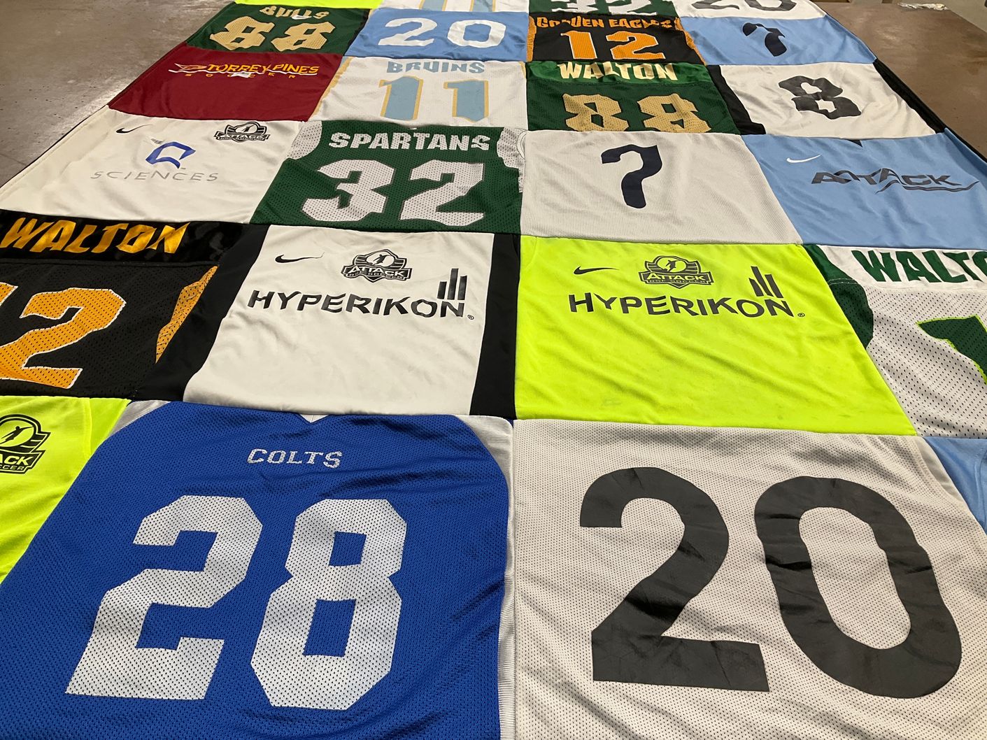 T-shirt quilt featuring walton high school colts, torrey pines high school bulls by Jane from CA