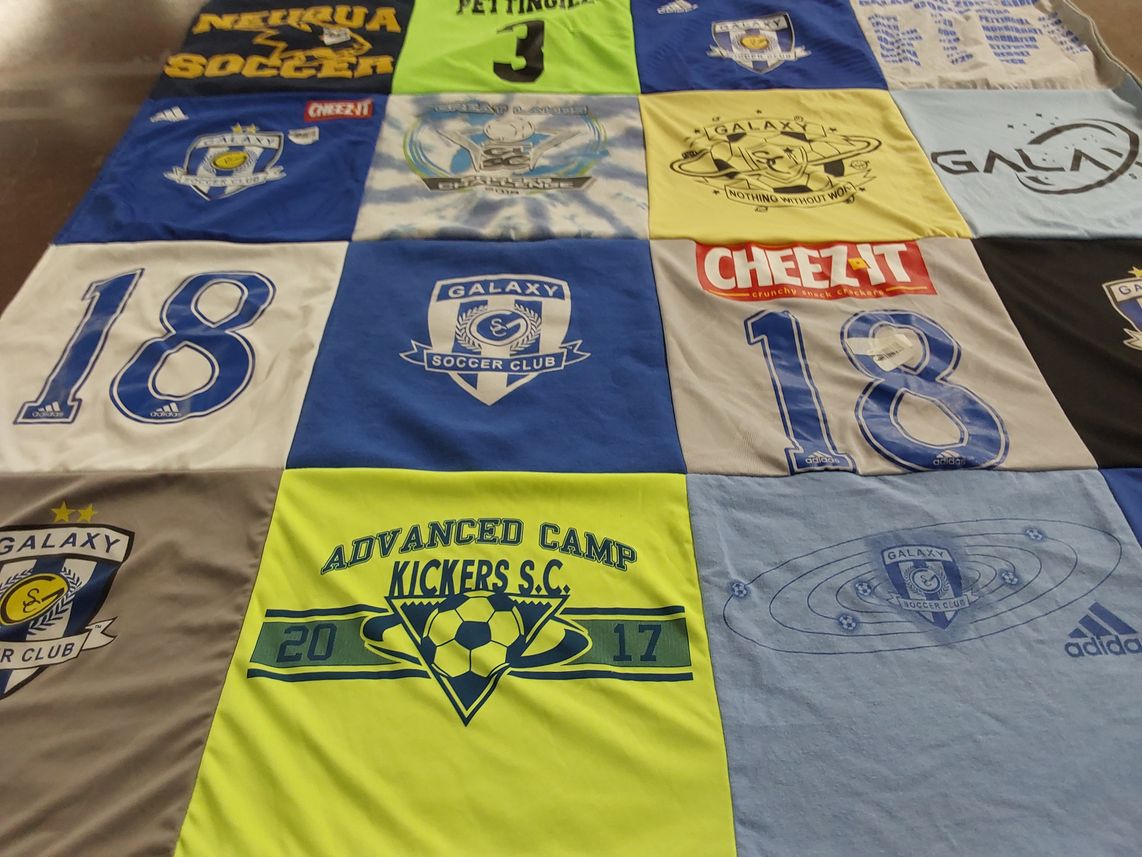 T-shirt quilt featuring galaxy soccer club by Jennifer from TN