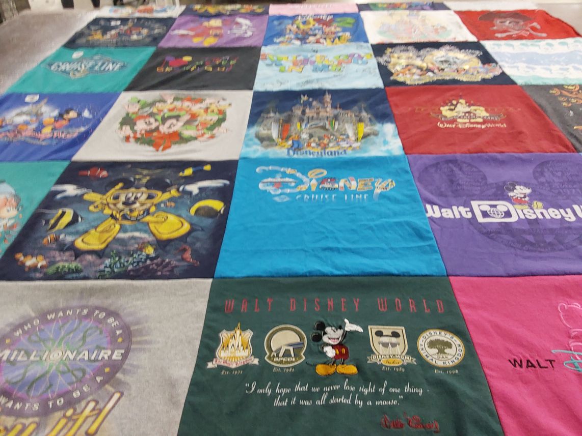 T-shirt quilt with disney, animation themes by Kathi from NJ