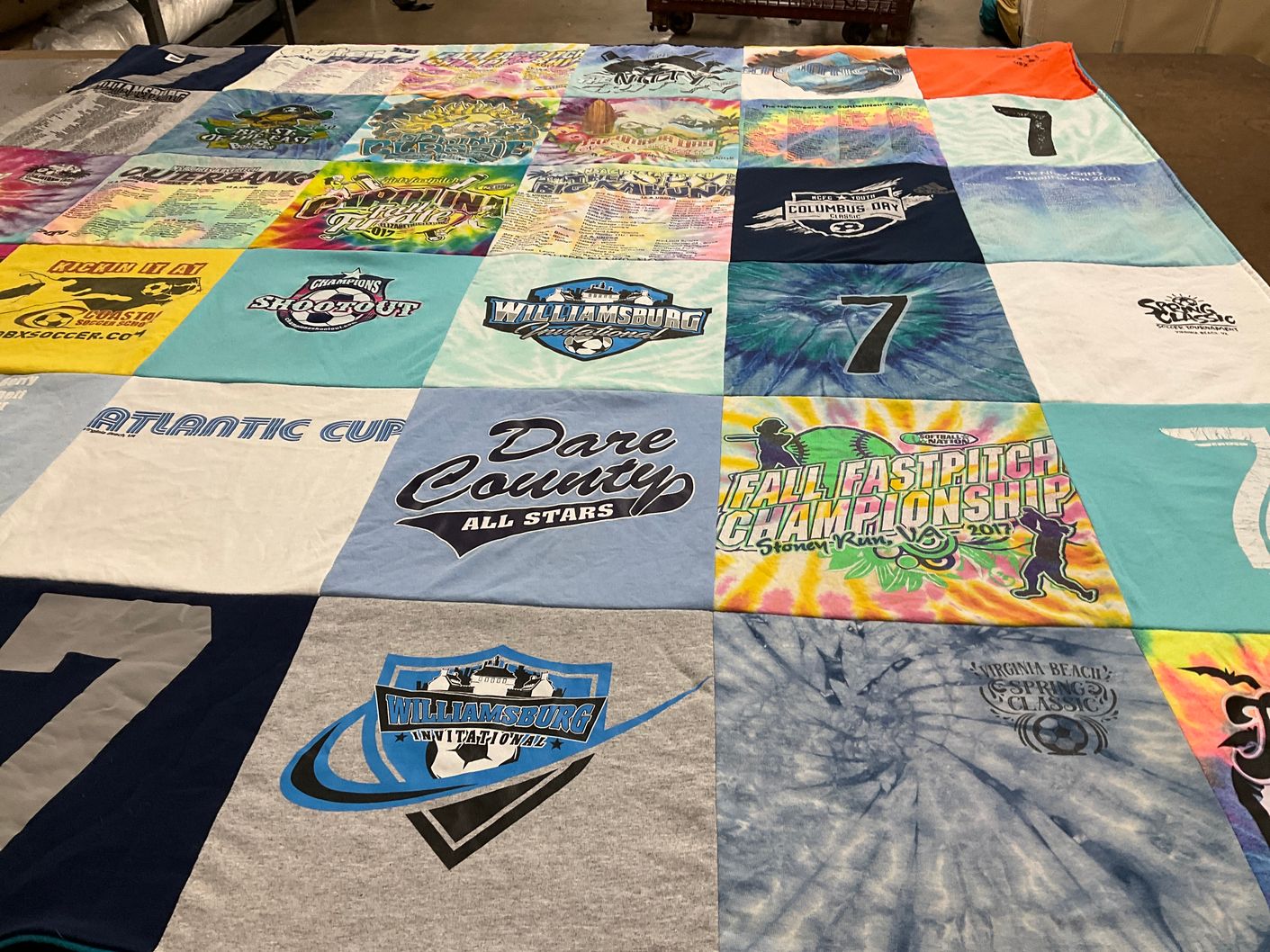 T-shirt quilt with soccer, softball themes by Melissa from NC