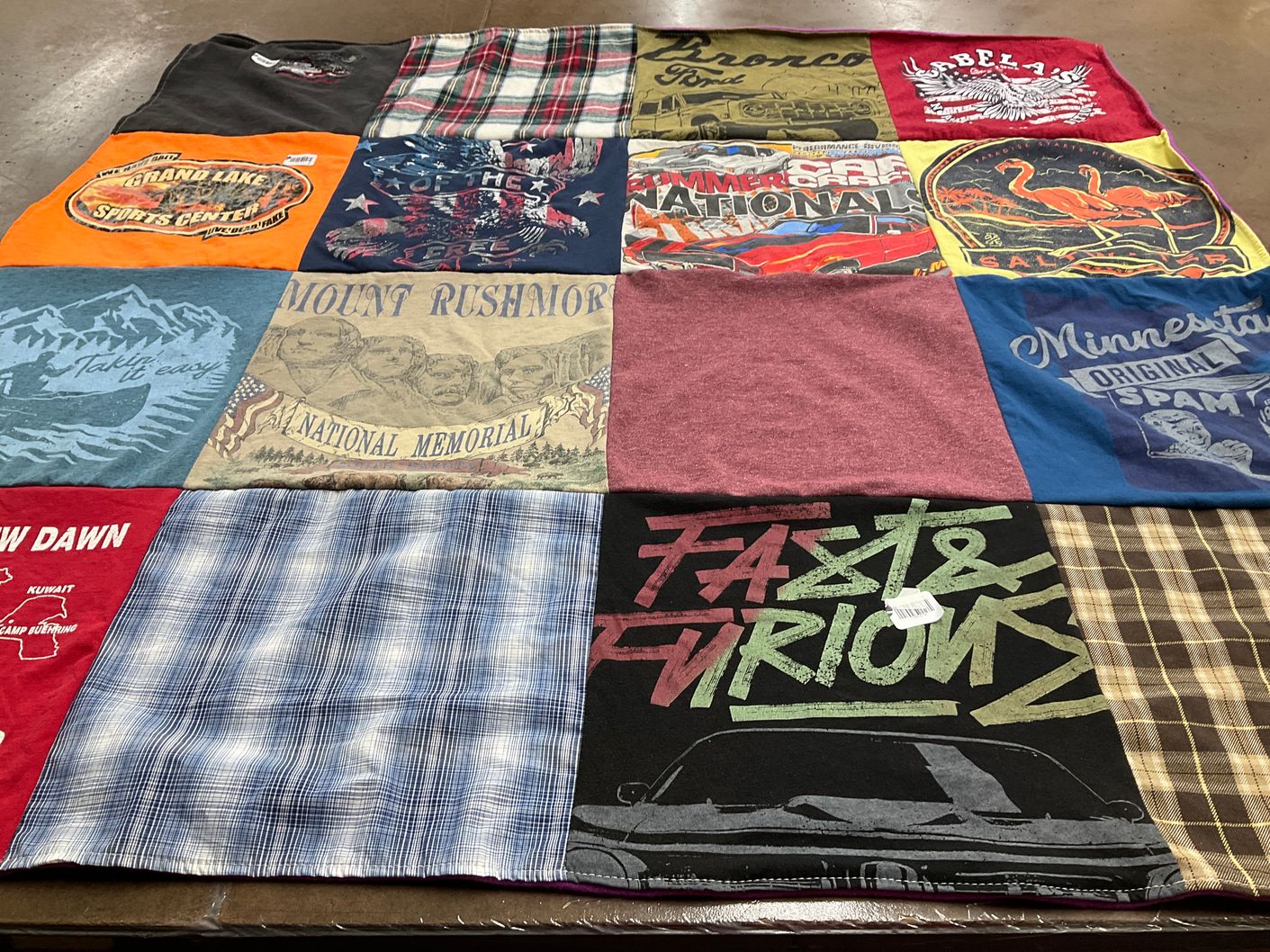 T-shirt quilt with outdoors, travel themes by Donna from MN