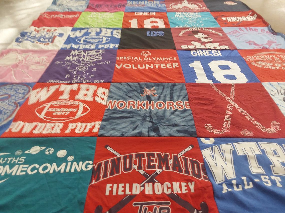 T-shirt quilt featuring warwick township high school minutemen by Brianna from NJ